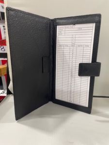 Personalised leather scorecard holder